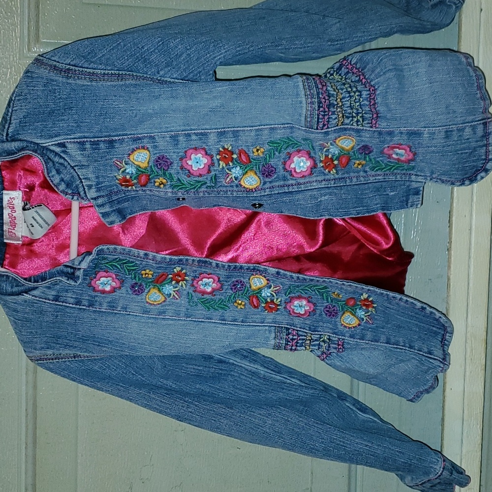 Like New girls 6x Jean floral jacket